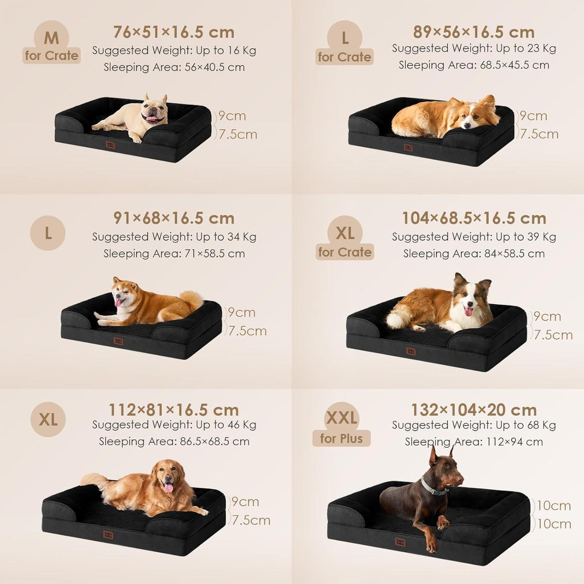Orthopädisches Hundebett XL mit Memory Foam, waschbar, wasserdicht