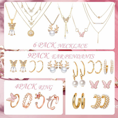 Luxuriöser Schmuck Adventskalender 2024 Mädchen Frauen, 24 Roségold