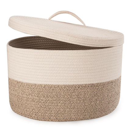 Gewebter Wäschekorb mit Deckel – Braun, 40x25cm