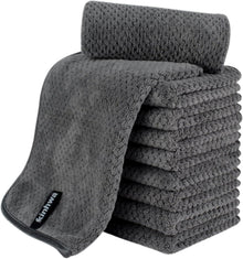 Mikrofaser Gästehandtücher 30x50cm 10er Pack Grau Saugfähig