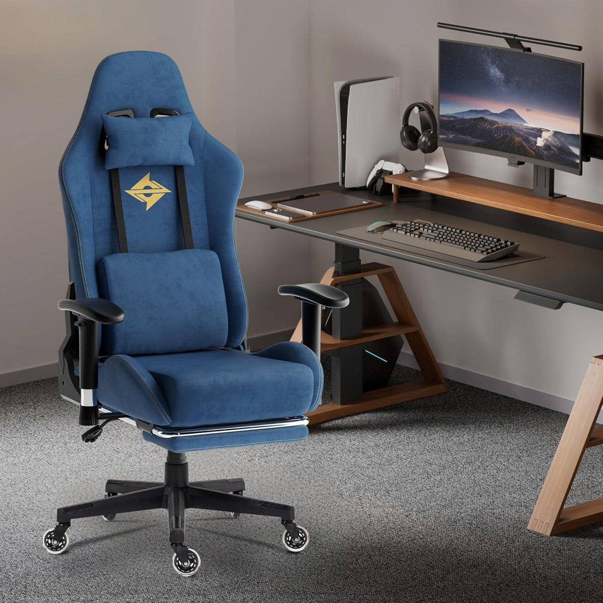 Dowinx Gaming Stuhl Bürostuhl Massage Chair 90-165° Blau