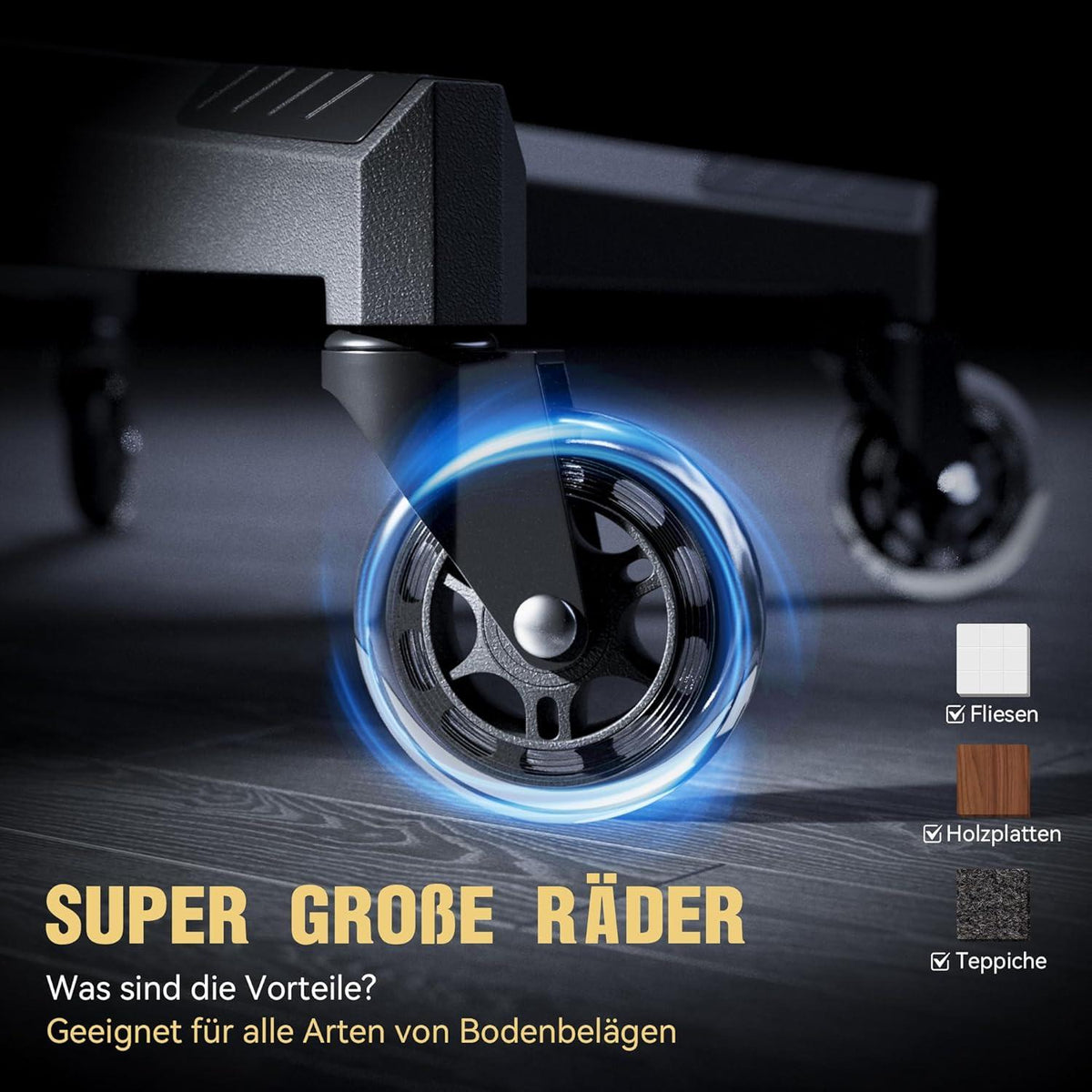 Ergonomischer Gaming Stuhl mit Massage 90-165° Neigung Wildleder Blau