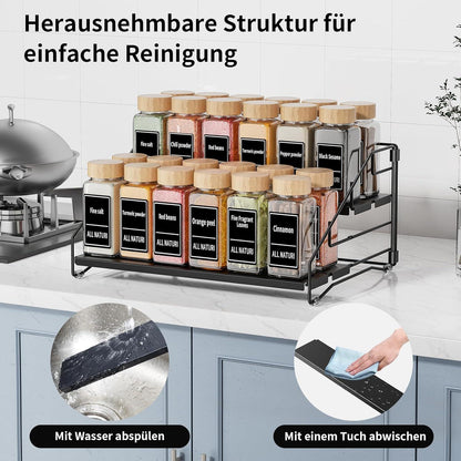 MAYZOLOP 4 Etagen Gewürzregal Stehend Schwarz Metall 34cm Breite