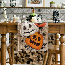 Halloween Tischläufer Kürbisse Spinnennetz 40x240 cm Braun