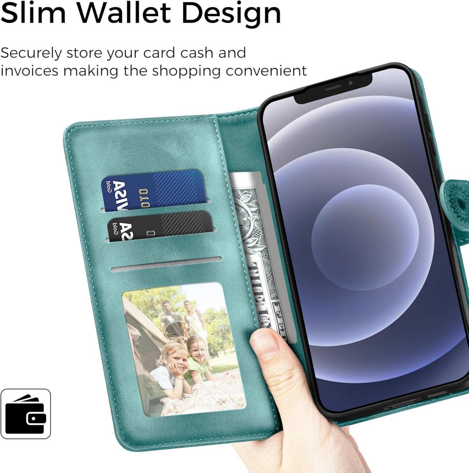 iPhone 12 Pro Lederhülle Wallet Flipcase Kartenfach
