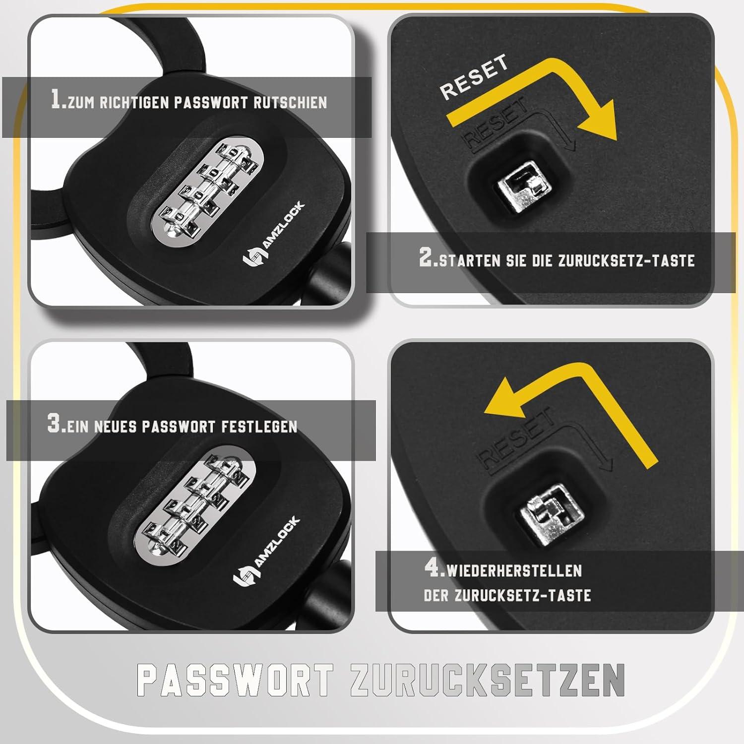 E-Scooter Zahlenschloss 8mm Kettenschloss Handschellenschloss 80cm