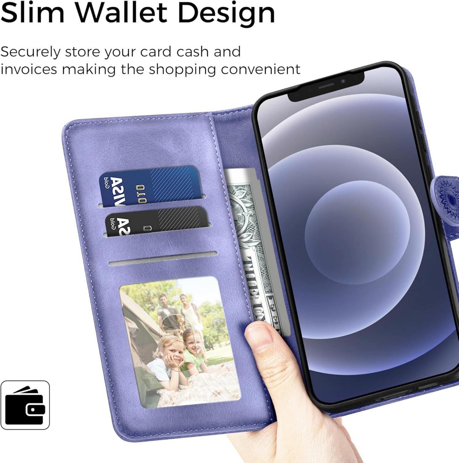 iPhone 12 Pro Lederhülle Flipcase Wallet Schutzhülle Magnet