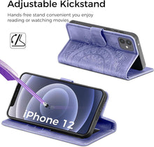 Handyhülle iPhone 12 Pro Leder Flip Hülle Kartenfach Magnet Ständer