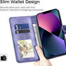 Lila iPhone 13 Hülle - Wallet PU Leder Case