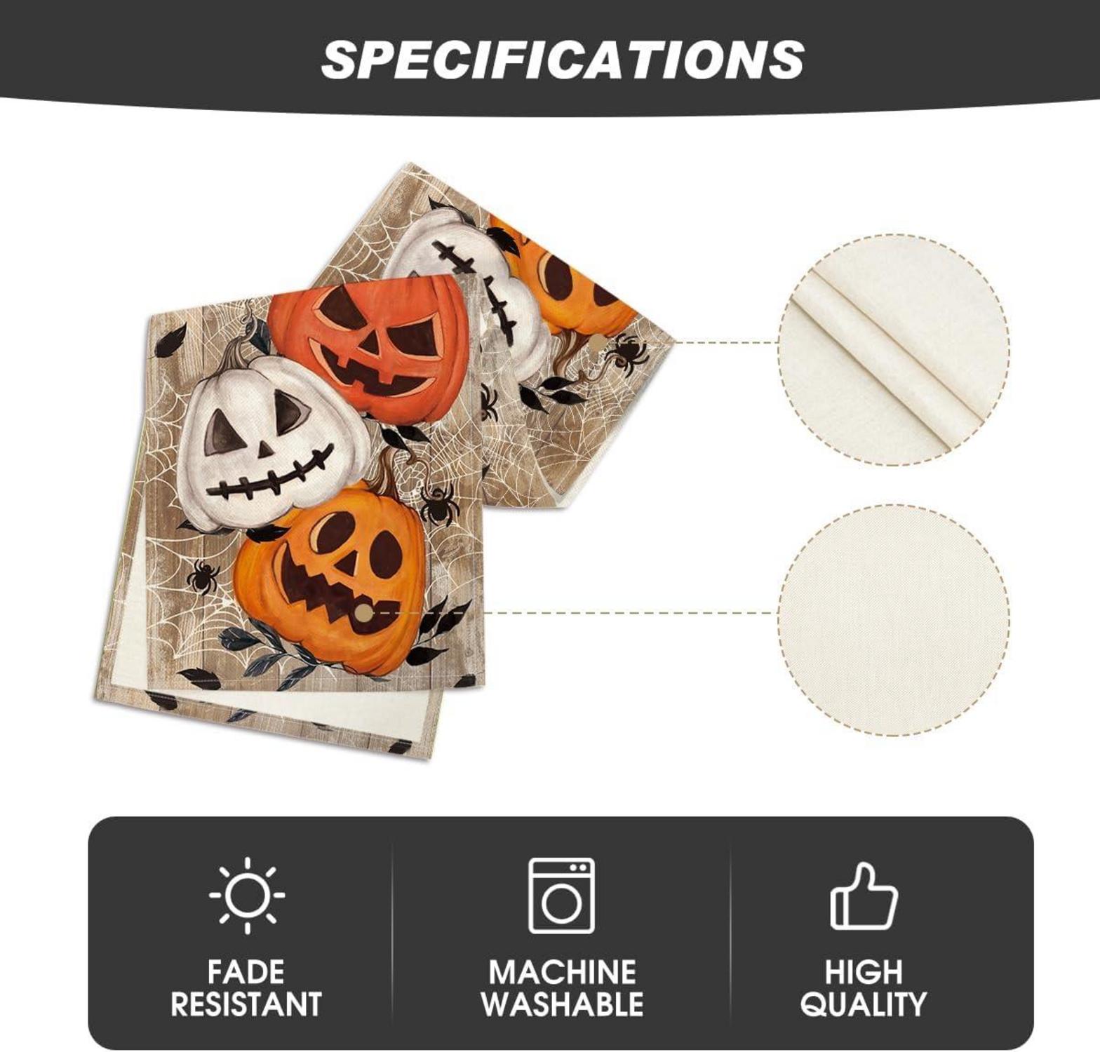 Halloween Tischläufer Herbst Dekor 40x100 cm Artoid Mode Spinnennetz Kürbisse