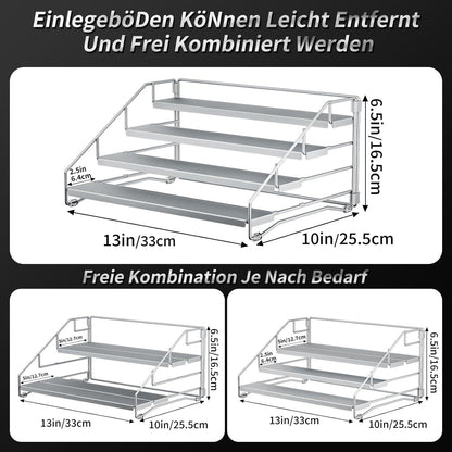 4 Etagen Gewürzregal stehend ohne Bohren silber grau Metall