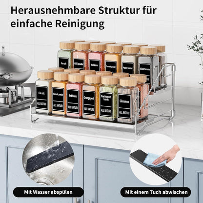 MAYZOLOP 4 Etagen Gewürzregal Einstellbar Silber Grau für Küche 34cm
