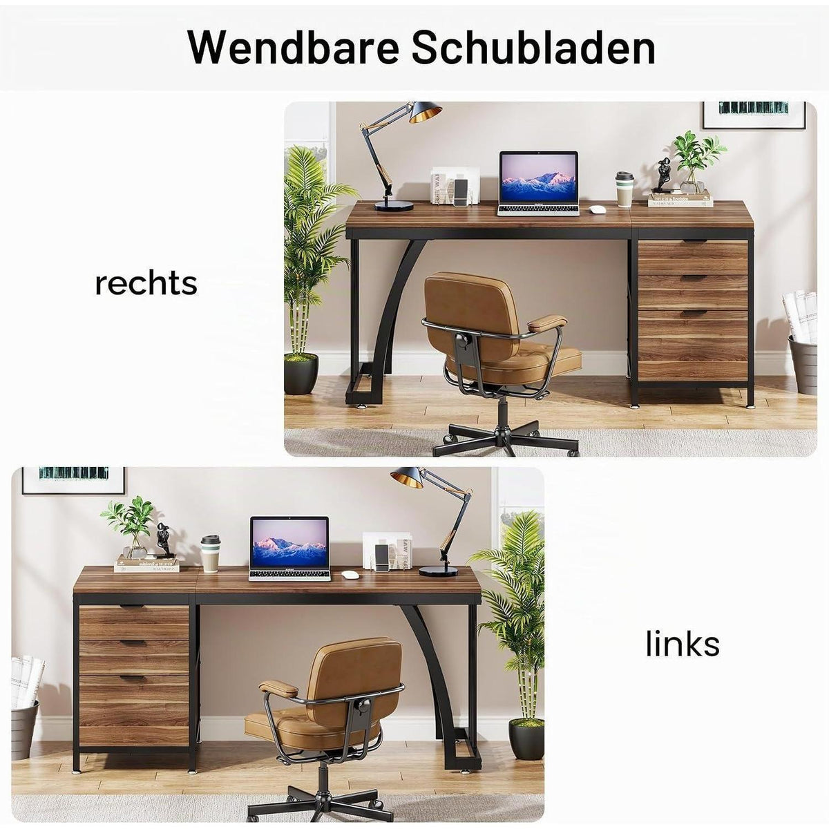 Tribesigns Computertisch 150cm mit 3 Schubladen & Ablage