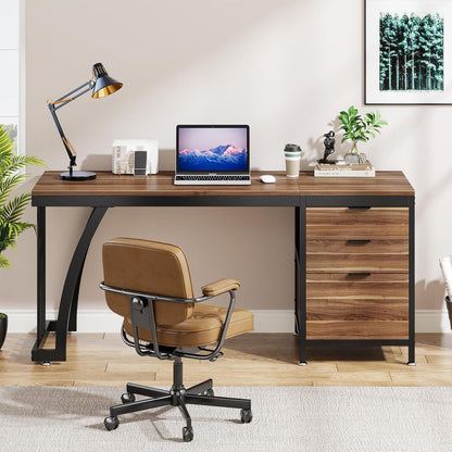Tribesigns Computertisch 150cm mit 3 Schubladen & Ablage