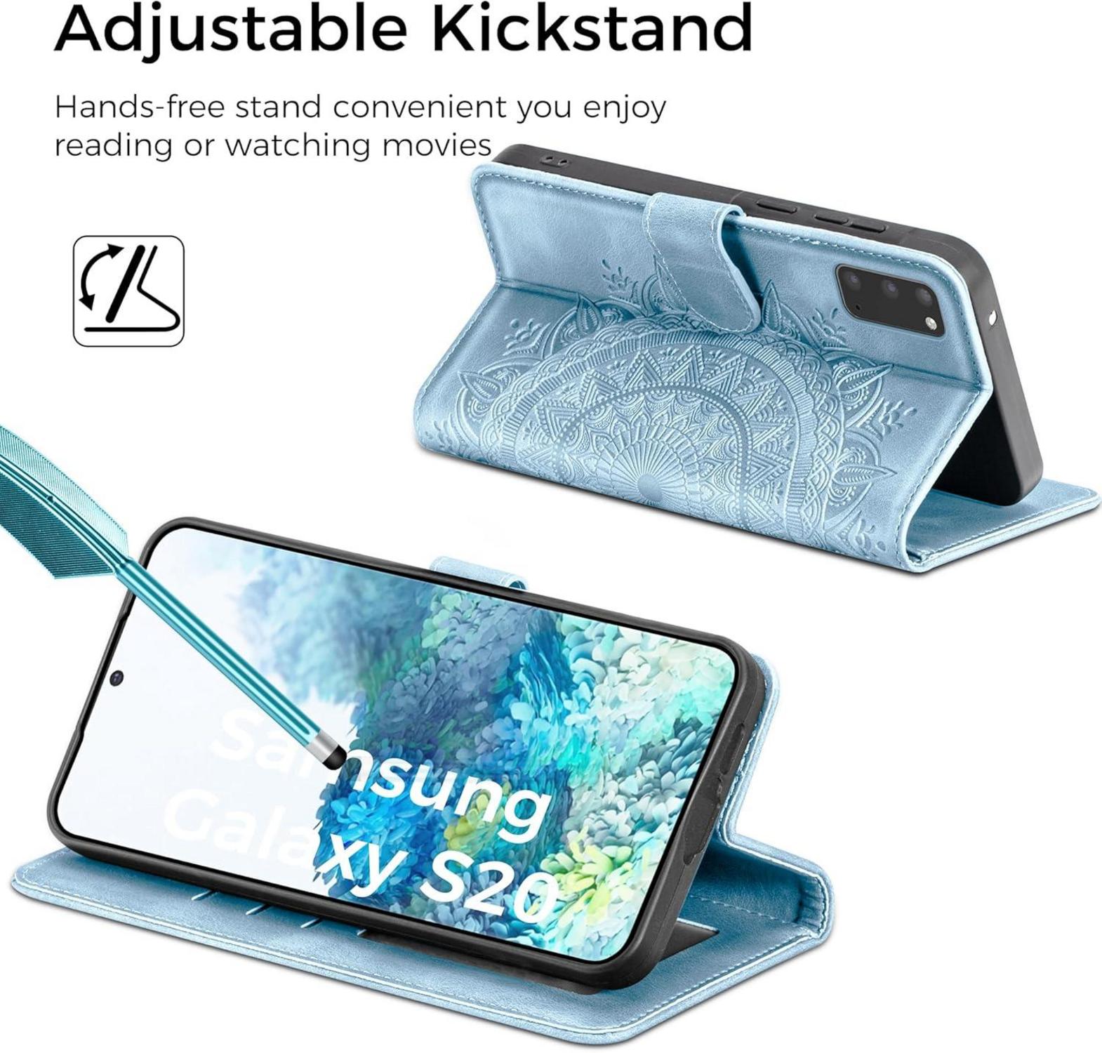 Lederhülle für Samsung Galaxy S20 Flip Wallet Hülle Himmelblau