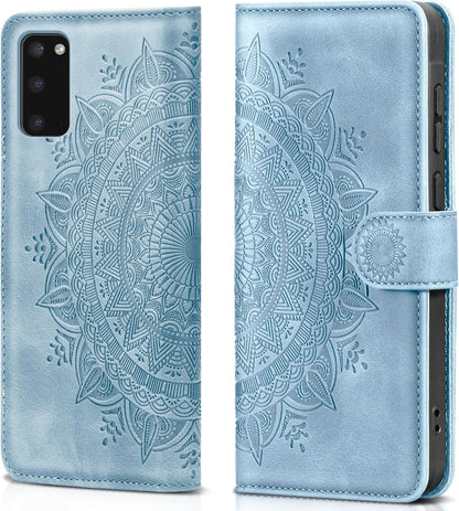 EASDNB Samsung Galaxy S20 Leder Flip Wallet Hülle Himmelblau