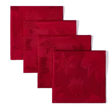 Weihnachtliche Jacquard-Servietten rot-blumig, 4er Set, 50x50cm