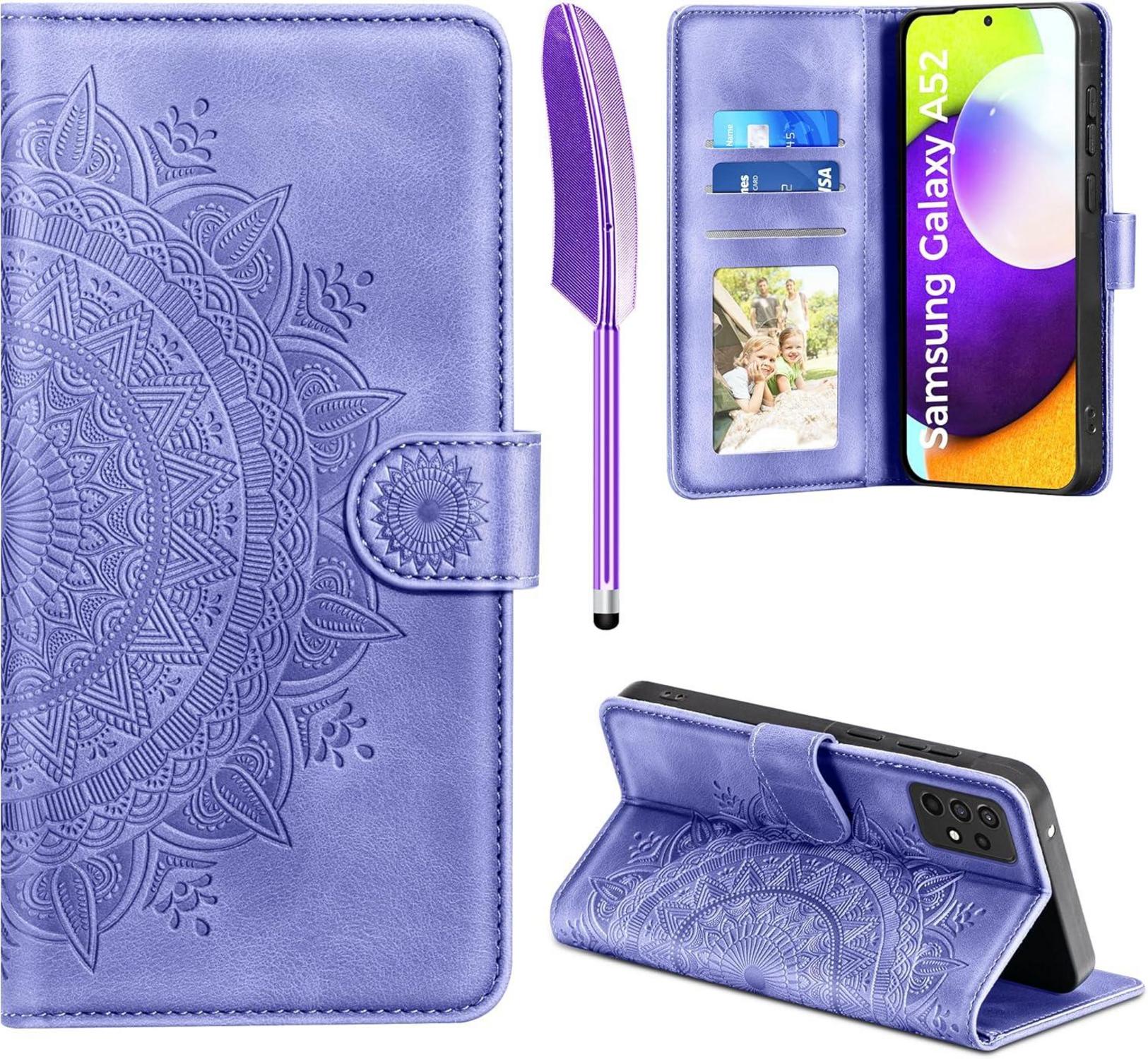 Handyhülle Samsung Galaxy A52S 5G 4G Leder Flip PU Case Lila