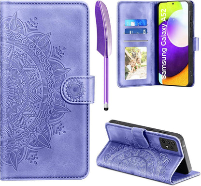 Handyhülle Samsung Galaxy A52S 5G 4G Leder Flip PU Case Lila