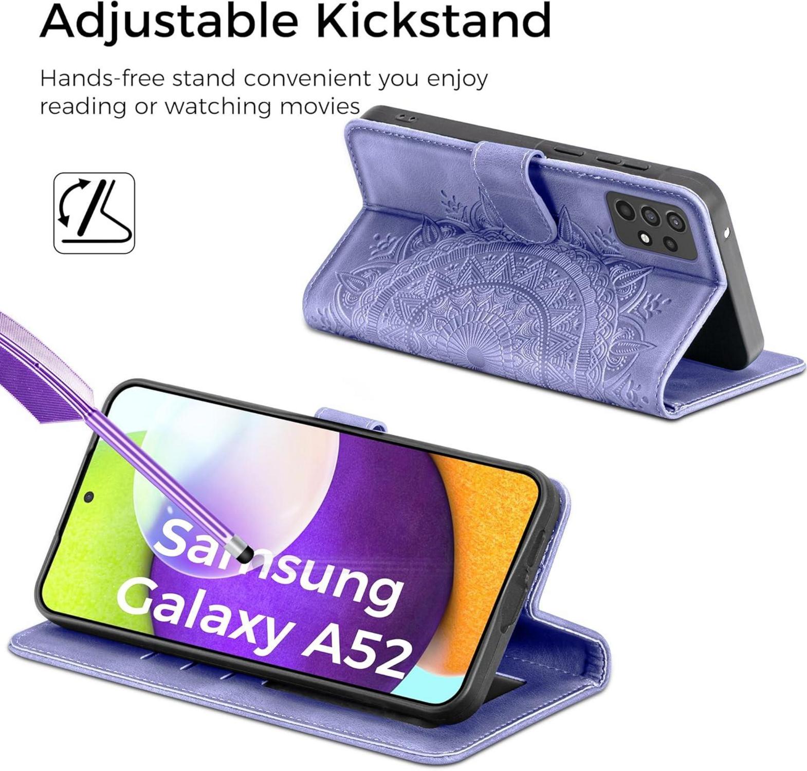 Handyhülle Samsung Galaxy A52S 5G 4G Leder Flip PU Case Lila