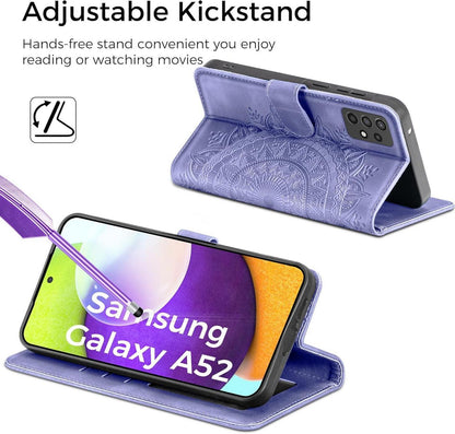 Handyhülle Samsung Galaxy A52S 5G 4G Leder Flip PU Case Lila