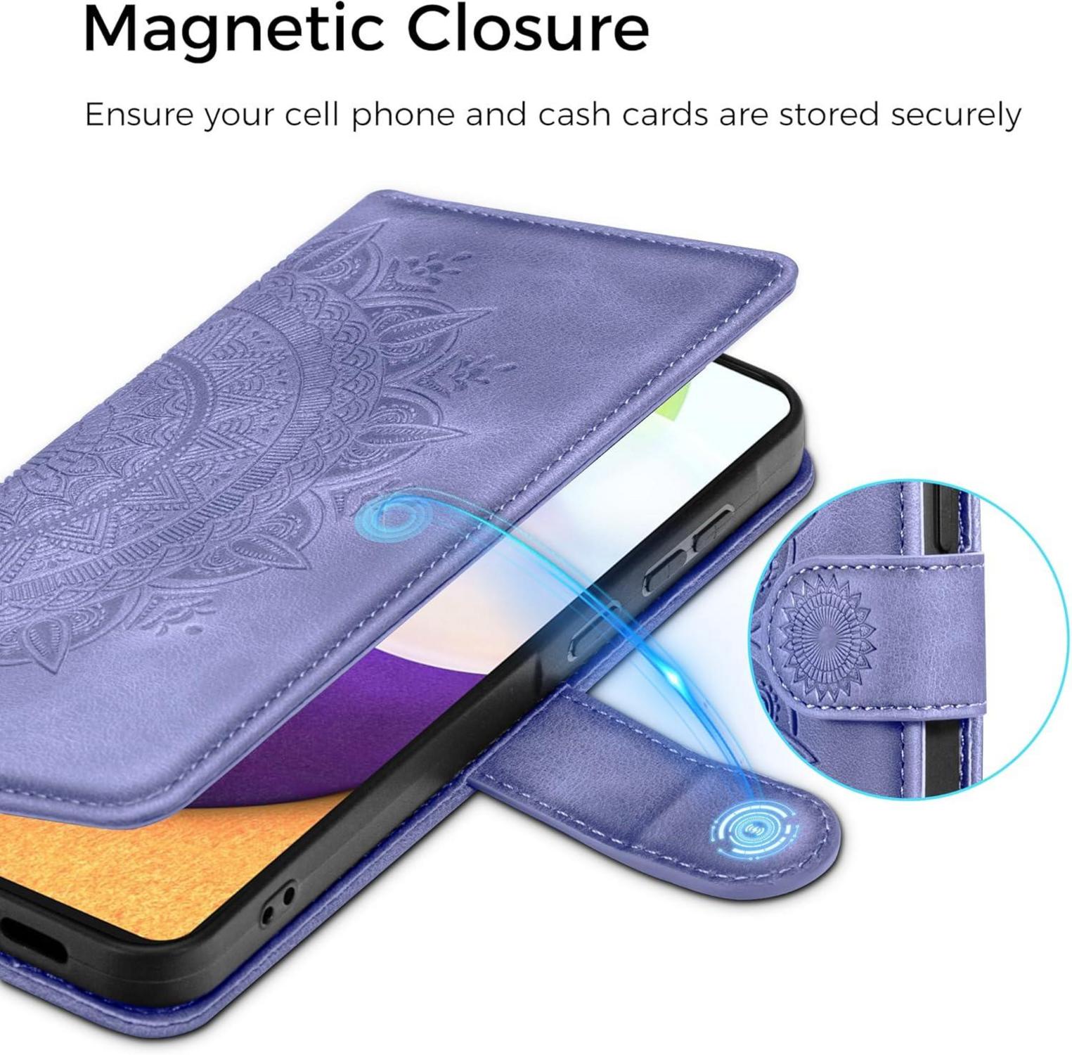 Samsung Galaxy A52S 5G Lederhülle Flip Wallet Schutzhülle lila
