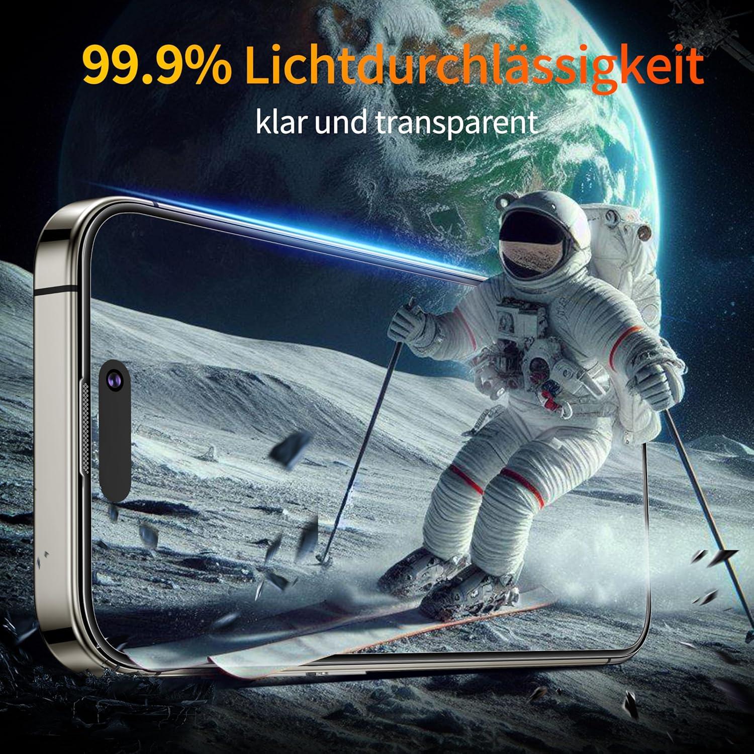 Panzer Glas iPhone 15 Pro Max 6,7 Zoll 9H+ Härte Folie 2er Set