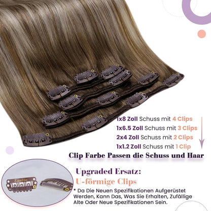 Echthaar Clip-in Extensions Balayage Blond Ombre