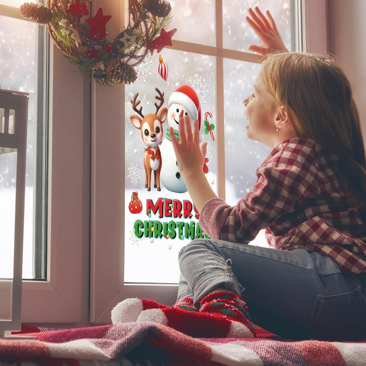 Fensterbilder Weihnachten Selbstklebend White PVC 3D Effekt 6 Stück