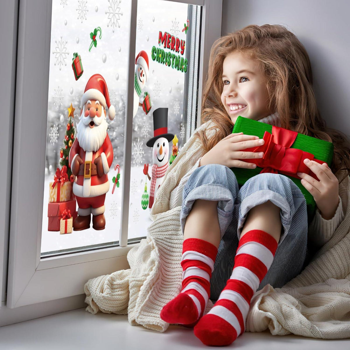 Weihnachtsfensterbilder Selbstklebend Weiß Wiederverwendbar 6 Blatt