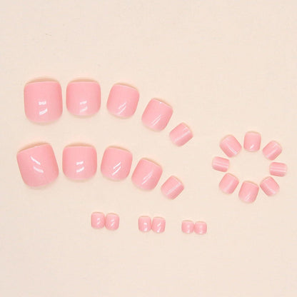 24 Stück Künstliche Fußnägel Kurz Quadratische Nude Rosa Acryl Full