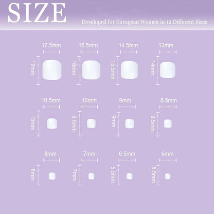 24er Set Künstliche Fußnägel Aufkleben Kurz Quadratisch Nude Rosa Acryl Full