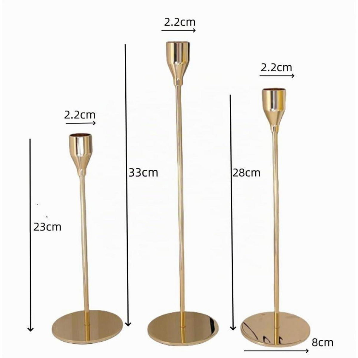 Kerzenständer Gold 3er Set für Stabkerzen