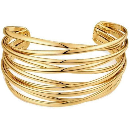 Breiter Gold Armreif Damen Verstellbar Offen Manschette Armband