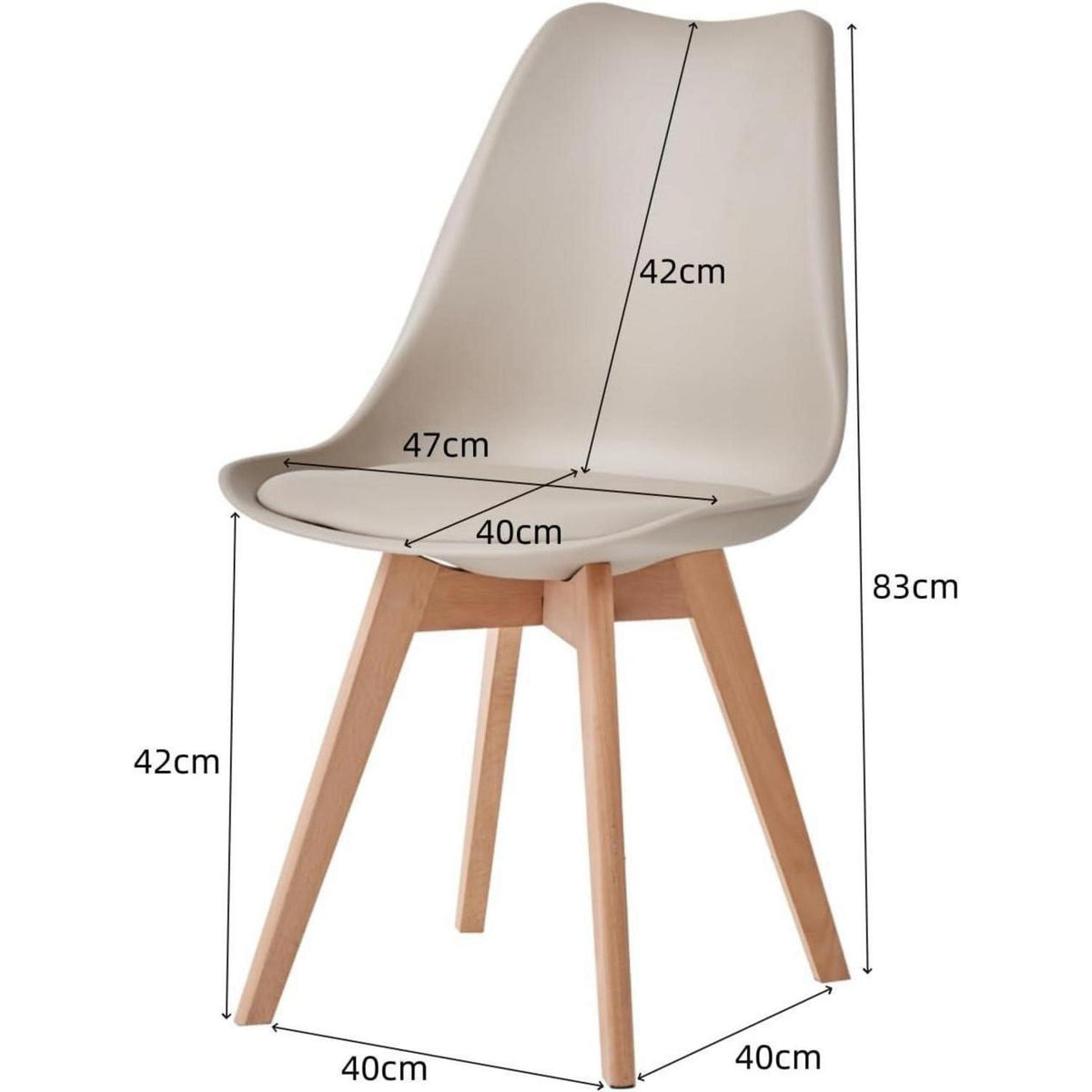 6er Set Esszimmerstühle Modern, Khaki, Buchenbeine