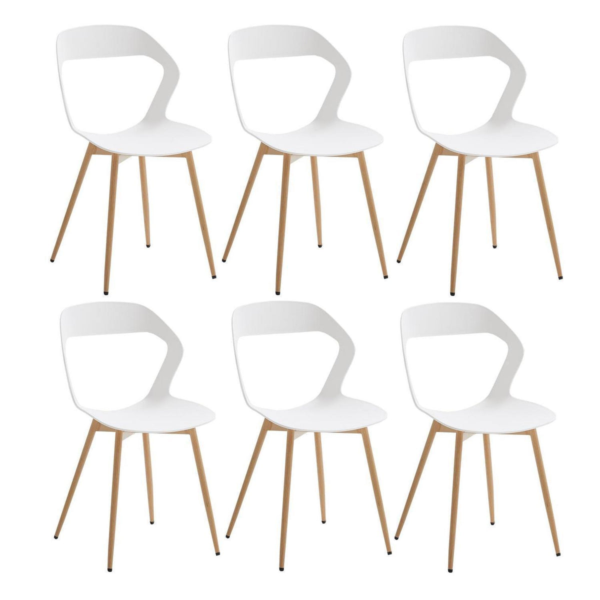 Nordischer Esszimmerstuhl Set 6er – Weiß + Holzoptik