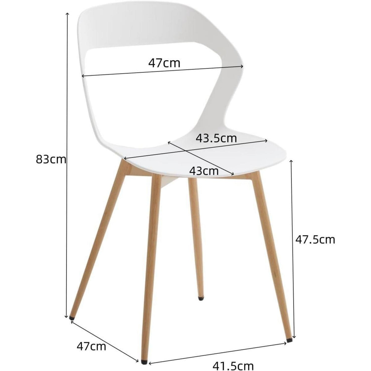 Nordischer Esszimmerstuhl Set 6er – Weiß + Holzoptik