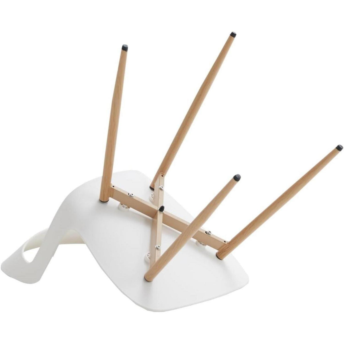 Nordischer Esszimmerstuhl Set 6er – Weiß + Holzoptik