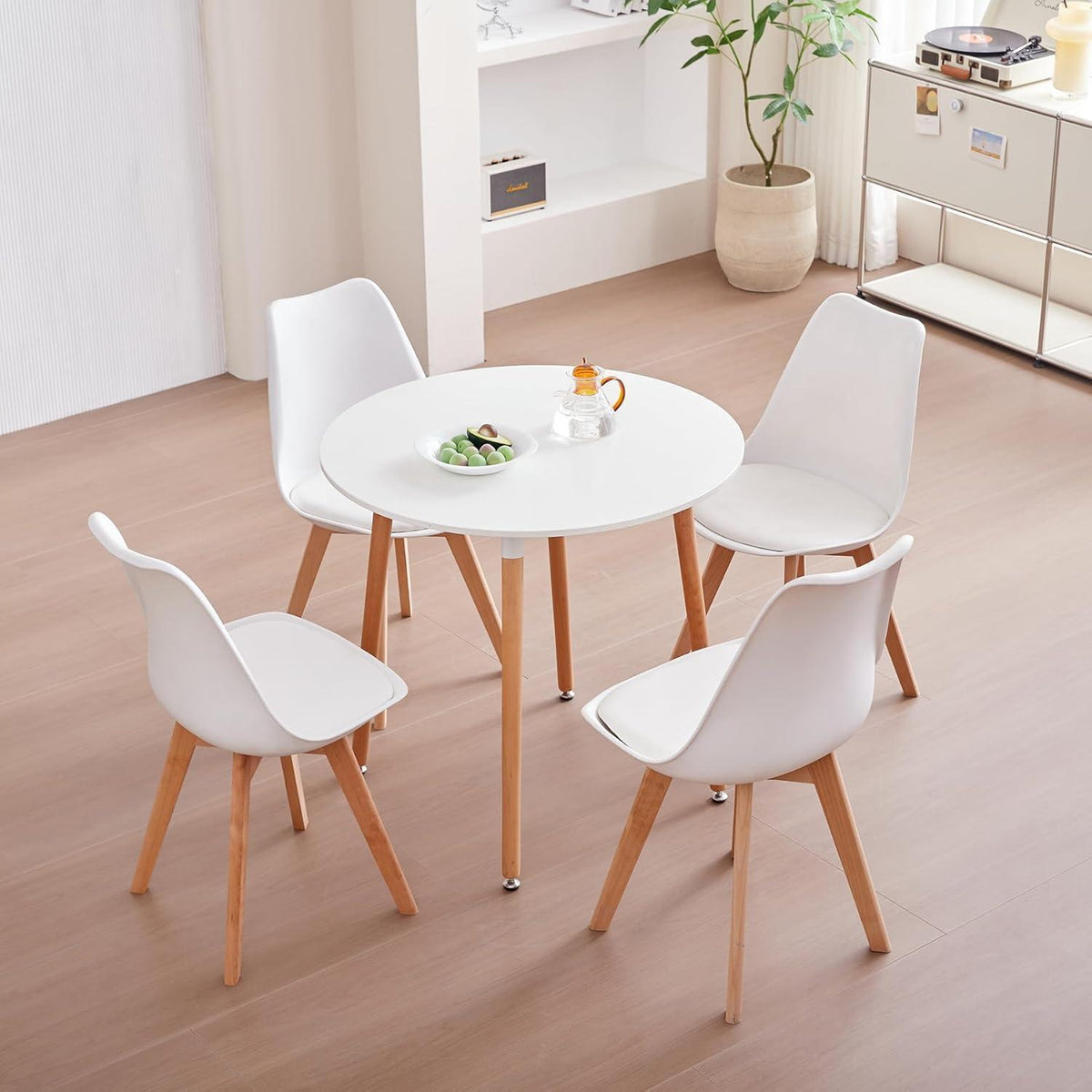 6er-Set Esszimmerstühle Nordic Weiß – Massivholz Buche