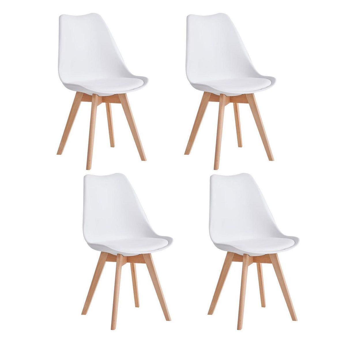 4er-Set Esszimmerstühle Nordic Weiß – Massivholz Buche
