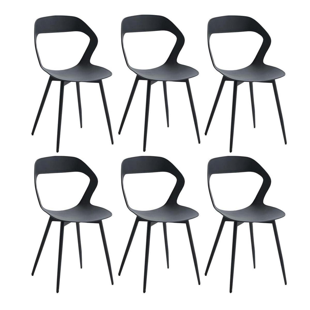 Nordischer Esszimmerstuhl 6er Set mit Metallbeinen, Schwarz