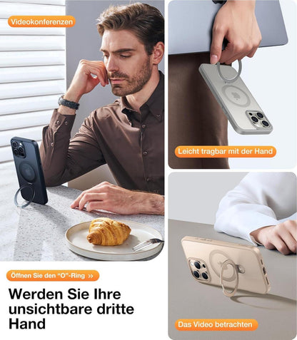 TORRAS Ostand iPhone 16 Pro Hülle MagSafe Grau Militärischer Schutz