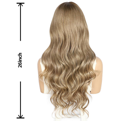 Braune Lace Front Perücke Körperwelle 26 Zoll Synthetisch