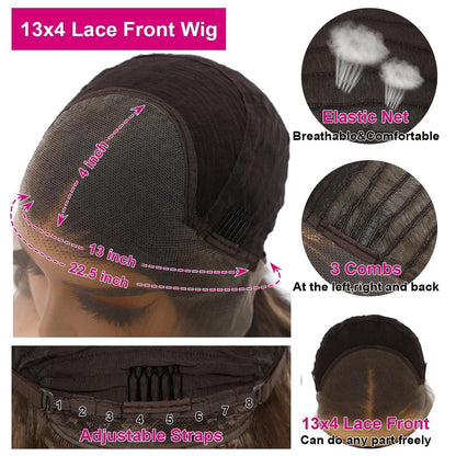 Braune Lace Front Perücke Körperwelle 26 Zoll Synthetisch