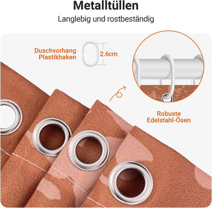 Duschvorhang 120x200cm Abdruck Blätter, Wasserdicht, Waschbar, Polyester Stoff, 8 Ösen