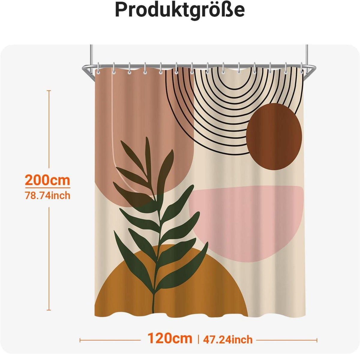Duschvorhang Abdruck Blätter Polyester 120x200cm wasserabweisend 8