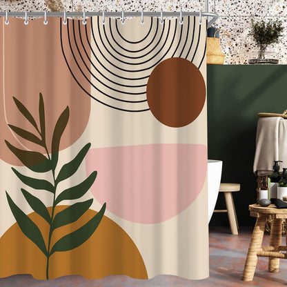 Duschvorhang 120x200cm Abdruck Blätter, Wasserdicht, Waschbar, Polyester Stoff, 8 Ösen