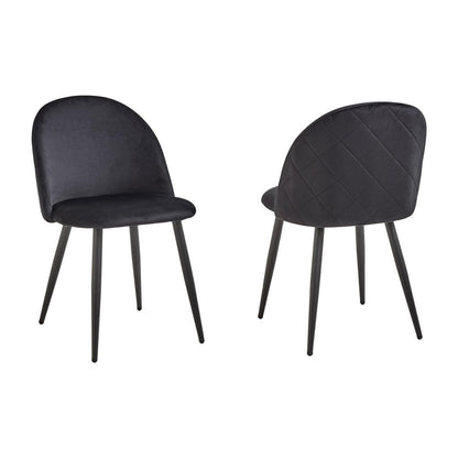 2er-Set Samt Esszimmerstühle mit Metallbeinen Schwarz