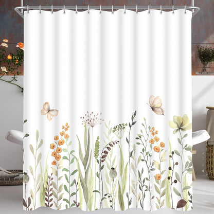Duschvorhang Schmetterling Blumen 150x200cm Ösen Wasserdicht Waschbar
