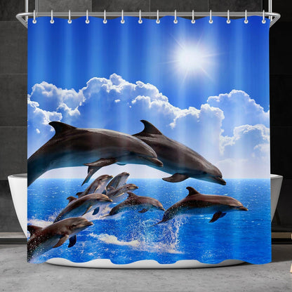 Duschvorhang Delphin 180x180 cm Wasserabweisend Antischimmel